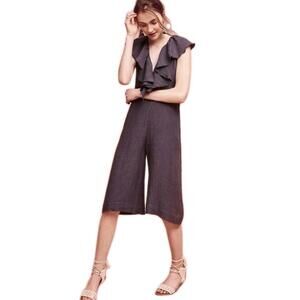 Maria Stanley Size S Cascade Collar Gray Cropped Wide Leg Jumpsuit #W